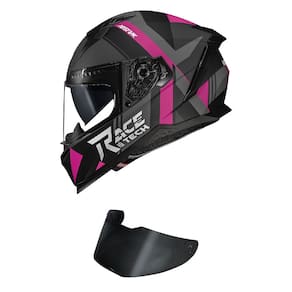 Capacete Race Tech Volt Abstrak Preto e Rosa Mais Viseira Fumê