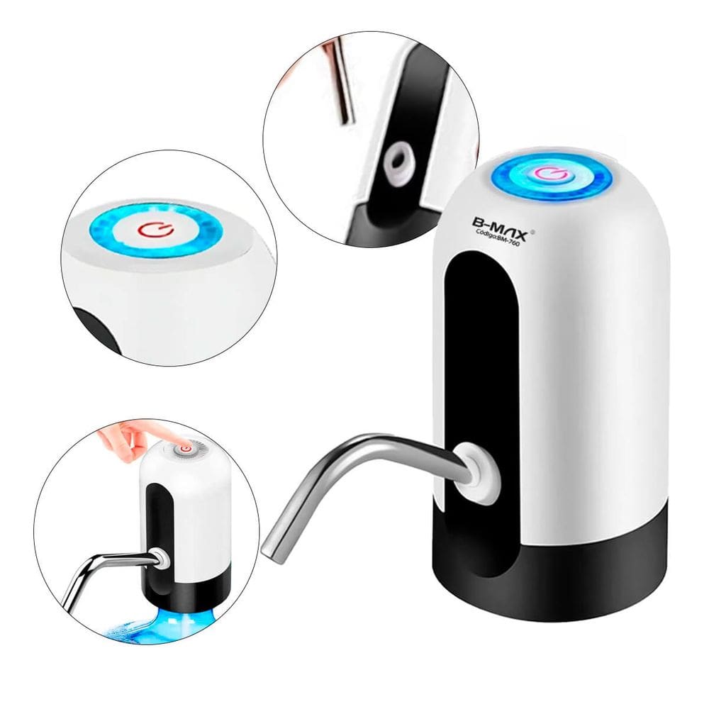 Bomba de Água Automática – Recarregável via USB, Compacta, Silenciosa, Compatível com Galões de 5L a 20L, Fácil de Usar e Portátil