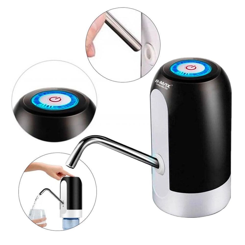 Bomba de Água Automática – Recarregável via USB, Compacta, Silenciosa, Compatível com Galões de 5L a 20L, Fácil de Usar e Portátil