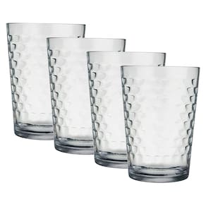 Jogo de Copos de Vidro Montana c/ 4 Unidades Quadriculado 210ML Elegante Dia a Dia
