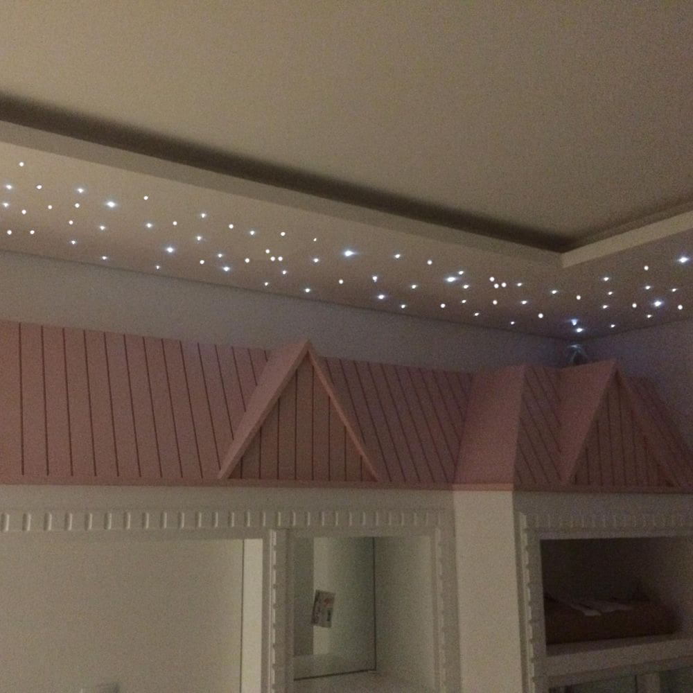 Iluminação Noite Estrelado Kit Fibra Ótica 250 Pontos Branco