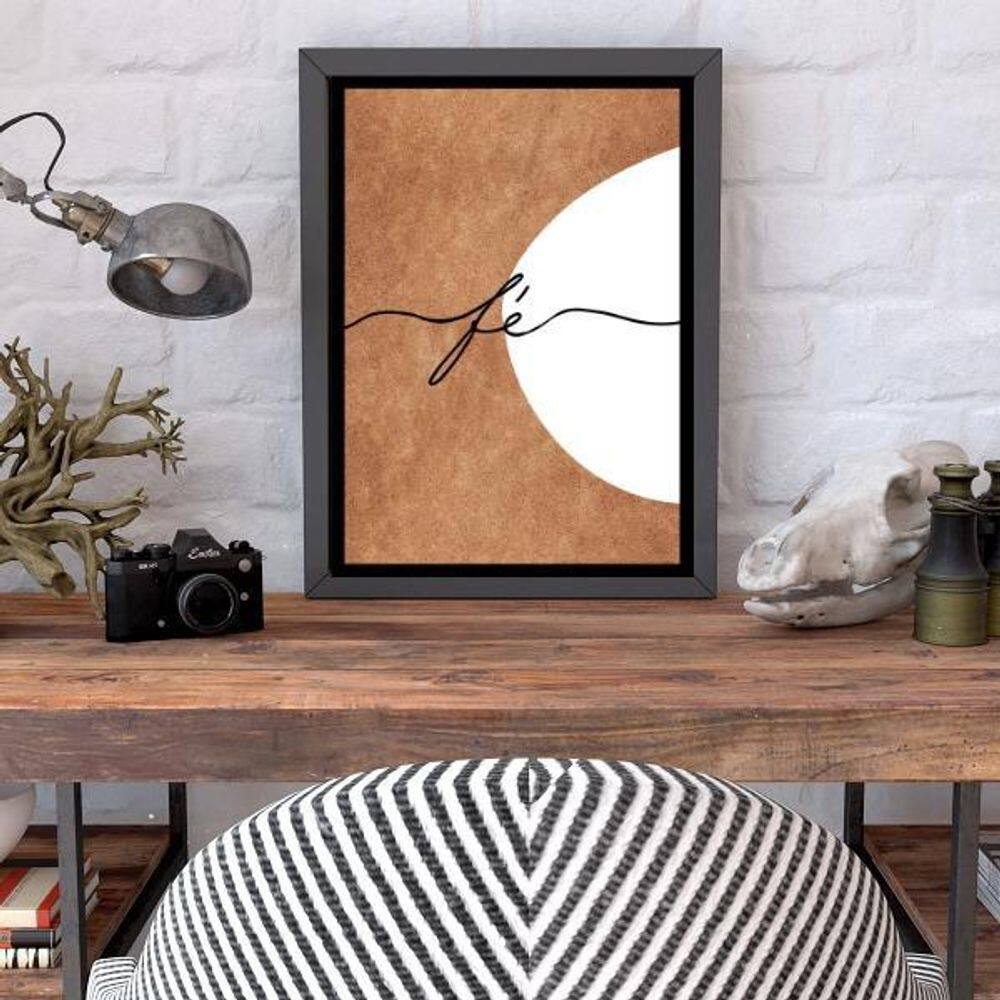 Quadro Decorativo Fé Abstrato Moldura Preta 24X18Cm