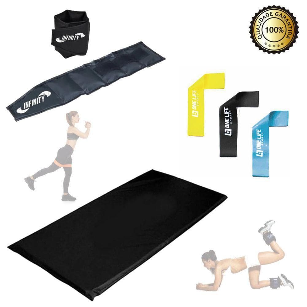 Caneleira Peso 4 Kg- Par + Colchonete + Kit Mini Band