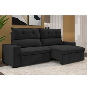 Estofado 3 Lugares Retrátil e Reclinável 230cm Bruges Preto