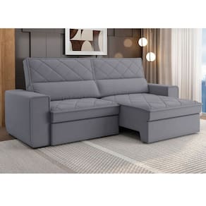Estofado Retratil e Reclinável 3 Lugares 207cm Viena Cinza