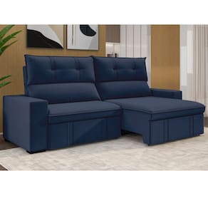 Estofado 3 Lugares Retrátil e Reclinável 207cm Bruges Azul
