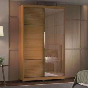 Guarda-roupa 2 Portas de Correr com Espelho e 02 Gavetas em 100% Mdf Thales Marrom
