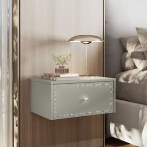 Mesa Cabeceira Suspensa Strass 22x50x34 Cm Off White