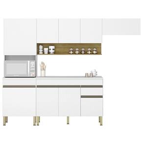 Armário de Cozinha 4 peças Balcão com Tampo 120cm Lina07 Z06 Supremo/Freijó - Mpozenato