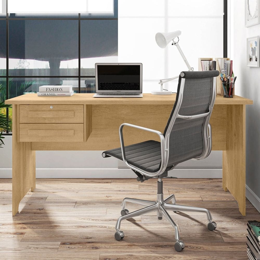 Escrivaninha Mesa para Escritório com 2 Gavetas de 160cm Cannes Cinamomo
