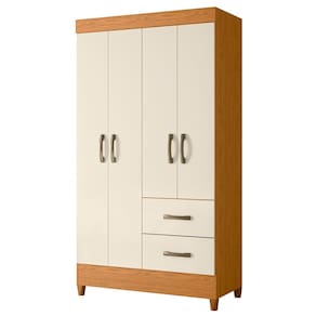 Guarda-roupa Solteiro 4 Portas 2 Gavetas Mobi Cinamomo/Off White