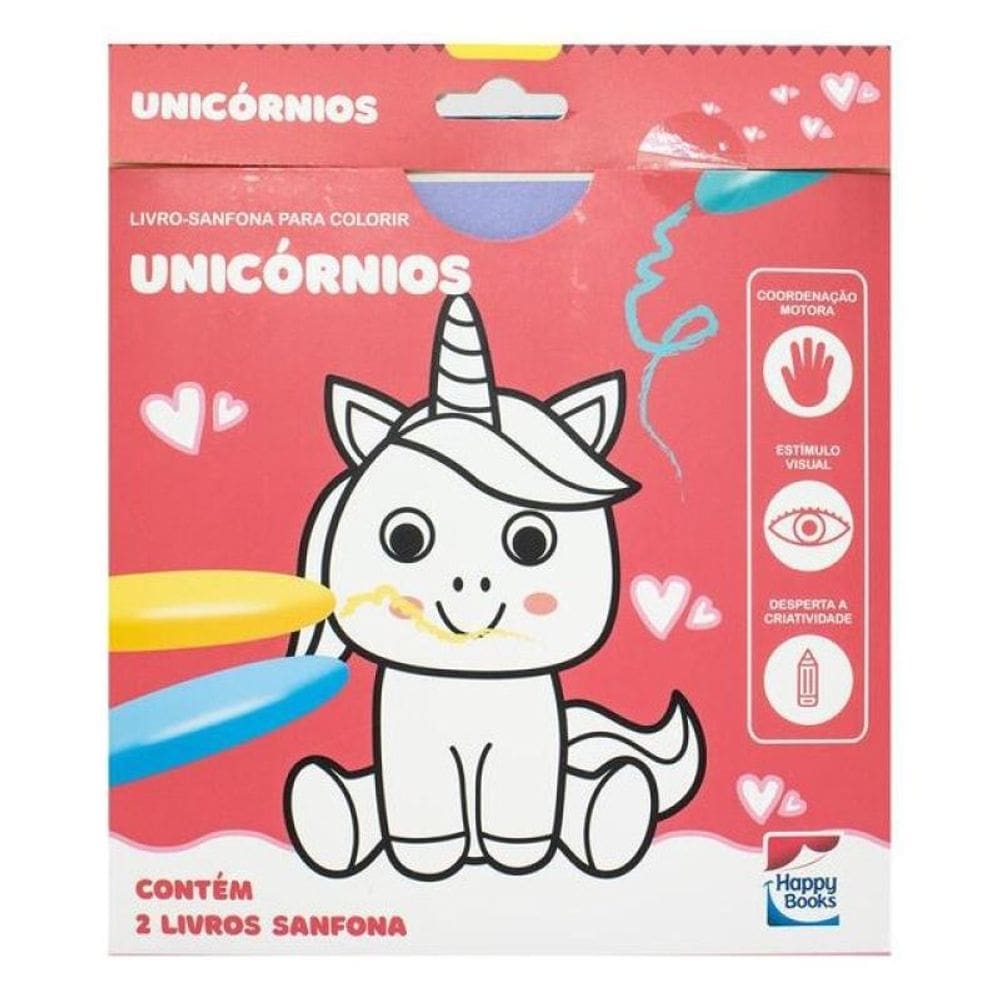 Livro-Sanfona Para Colorir: Unicórnios