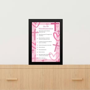 Quadro Decorativo Os 10 Mandamentos - Rosa 24X18Cm