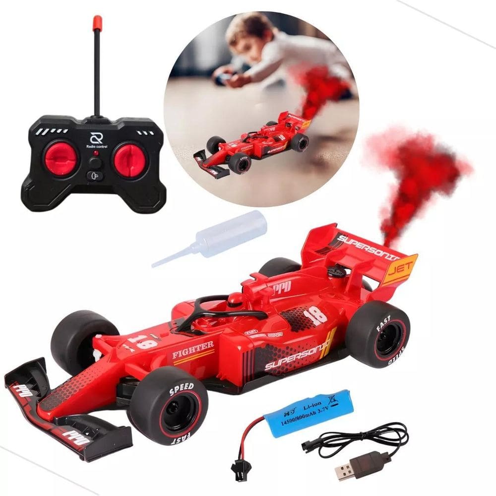 Carrinho F1 Controle Remoto Fumaça E Luz Led Simulação