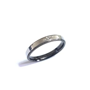 Anel Aro 26 Aço Reto Borda Trabalhada Centro Zirconia Steel