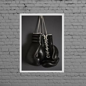 Quadro Decorativo Luva De Boxe Preta 33X24Cm - Com Vidro