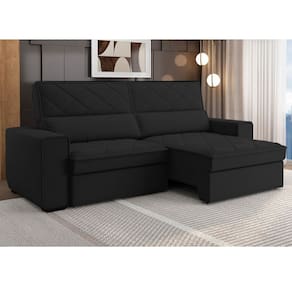 Estofado Retratil e Reclinável 3 Lugares 207cm Viena Preto