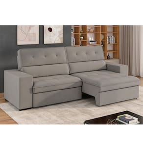 Sofá 4 Lugares Retrátil e Reclinável 250 Cm Grécia Bege