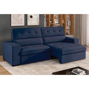 Sofá 3 Lugares Retrátil e Reclinável 230 Cm Grécia Azul