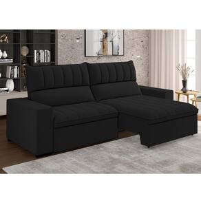 Estofado Retratil e Reclinável 4 Lugares 250cm New Mali Preto