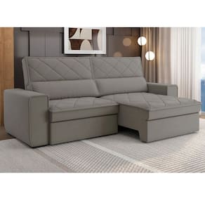 Estofado Retratil e Reclinável 3 Lugares 207cm Viena Bege