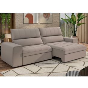 Sofá 3 Lugares Retrátil e Reclinável 211 Cm Ac220 Barcelona Bege