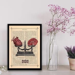 Quadro Coração E Cérebro Moldura Preta Com Vidro 45X34Cm