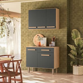 Kit de Cozinha 02 Peças Lemon Freijó Cinza Escuro Nicioli
