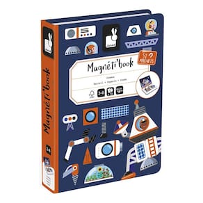 Livro Magnético Infantil Viagem ao Cosmo Com 70 Peças Em Madeira - Janod