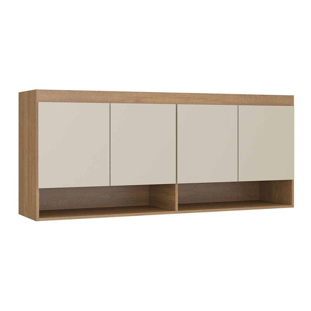 Armário Aéreo Guarda Roupa Modulado 4 Portas Selene 160x68cm MDP Carvalho 6003 Menu Móveis