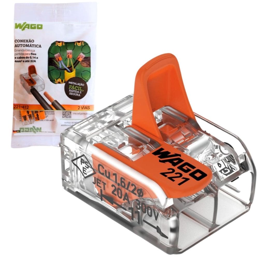 KIT C/ 6 CONEXÃO AUTOMÁTICA 2P 221-412 32A 0,14-4mm² WAGO