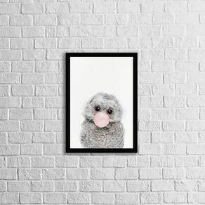 Quadro Corujinha Chicletes 45X34Cm - Com Vidro Moldura Preta