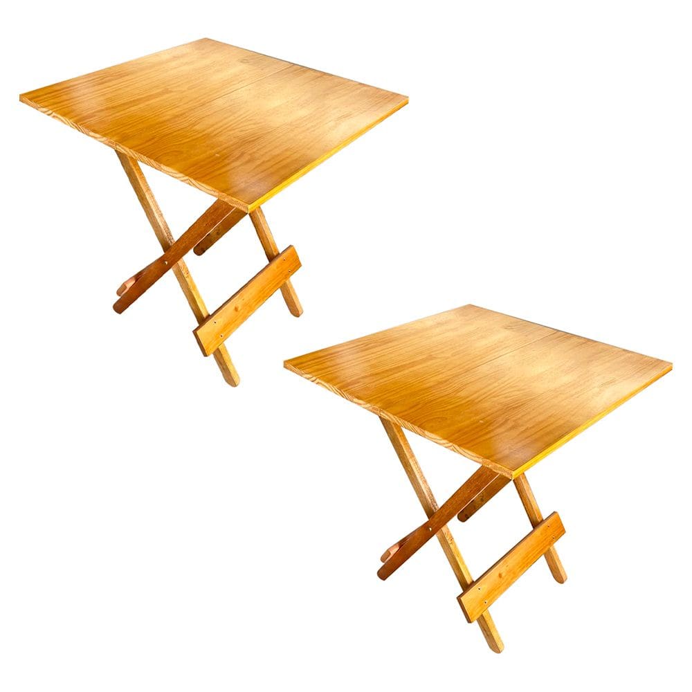 Kit 2 Mesa Dobrável 70x70cm em Madeira Maciça para Açaí e Bares