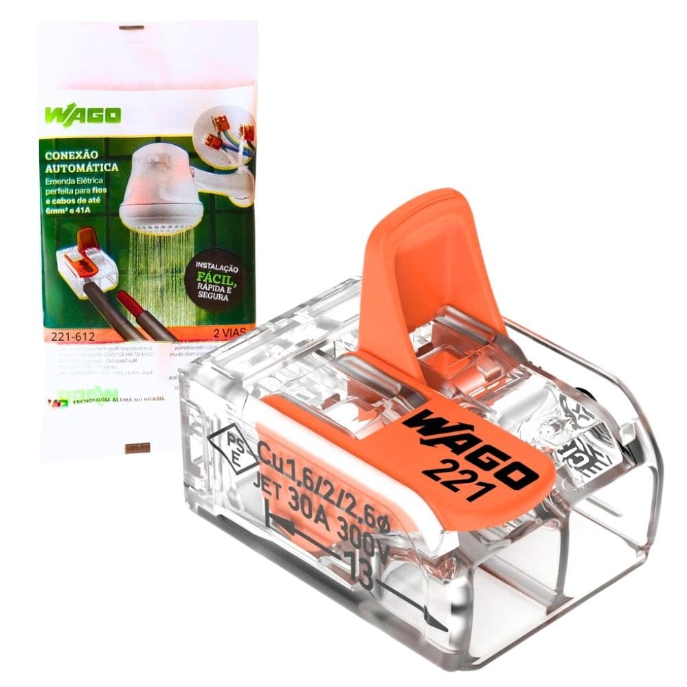 KIT C/ 3 Conector P/ CHUVEIRO 2P 221-612 41A 450V Wago