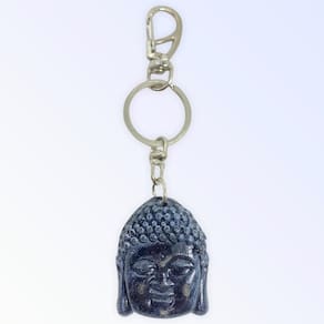 Chaveiro Buda Rosto 12 cm Resina e Metal - Escolha a Cor