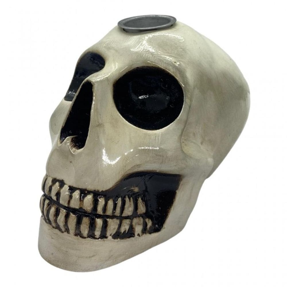 Porta Velas Crânio em Resina 10 cm - Escolha a Cor