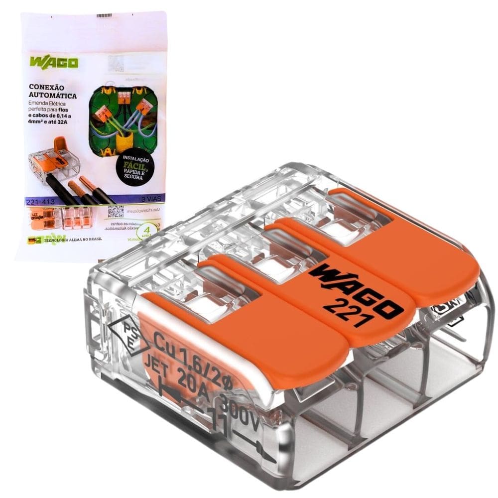 KIT C/ 4 CONEXÃO AUTOMÁTICA 3P 221-413 32A 0,14-4mm² WAGO