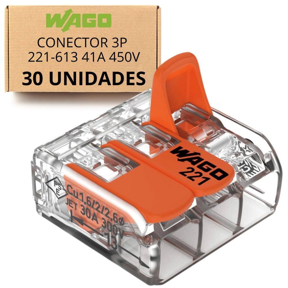KIT C/ 30 Conector 3P 221-613 41A 450V Wago