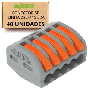 KIT C/ 40 Conector 5P Linha 222-415 32A Wago