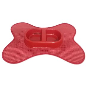 Kit Tapete Vermelho Poá E Comedouro/Bebedouro Duplo Vermelho