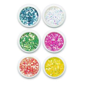 Kit 6 Glitter Flocado Para Decoração De Unhas Helen Color