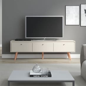 Rack Memphis para TV 65 Polegadas com 3 Portas Retrô 160x59cm MDP Champanhe Menu Móveis