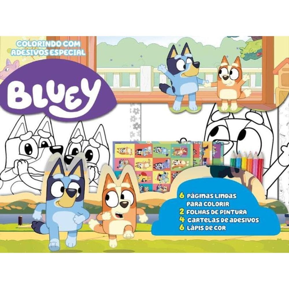 Bluey Colorindo Com Adesivos Especial
