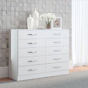 Cômoda para Quarto 10 Gavetas 117x92cm MDP Branco Menu Móveis