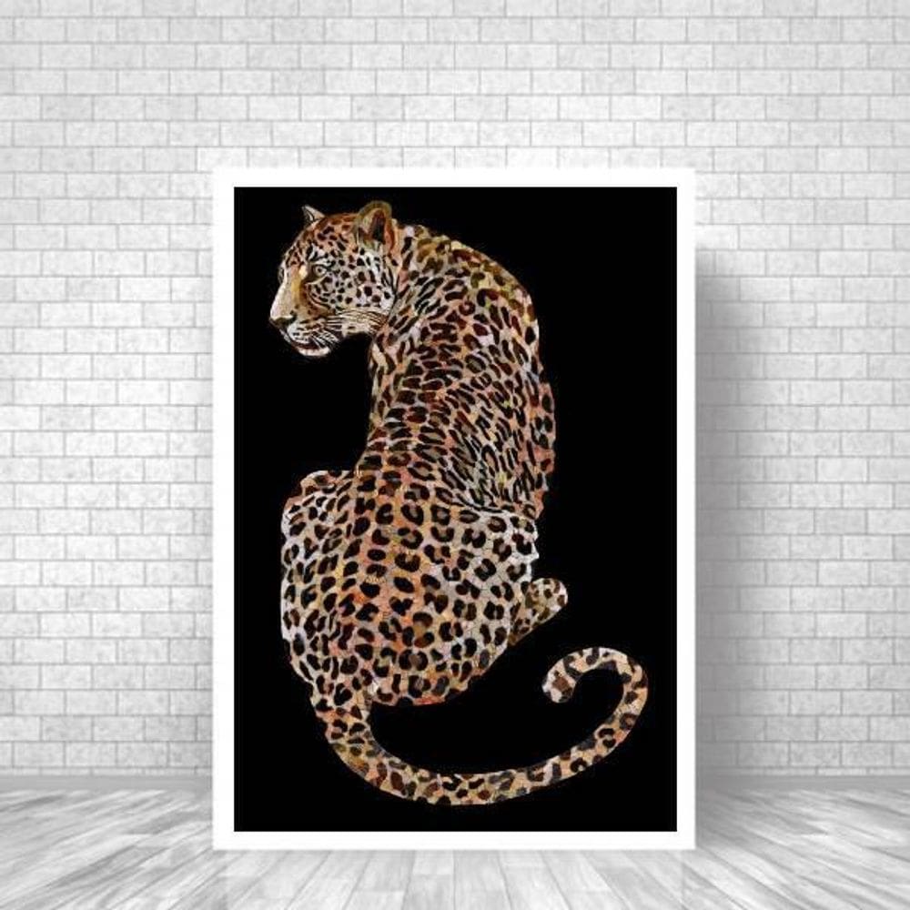 Quadro Decorativo Onça Vitral 24X18Cm