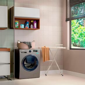 Armário Aéreo Basculante Modulado com Nicho Sabrina 80cm 2 Peças MDP Branco Avelã Menu Móveis