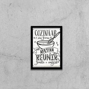 Quadro Cozinhar E Reunir Família E Amigos 33X24Cm Preta