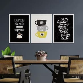 Kit 3 Quadros Depois Do Café Eu Me Expresso 45X34Cm - Branca