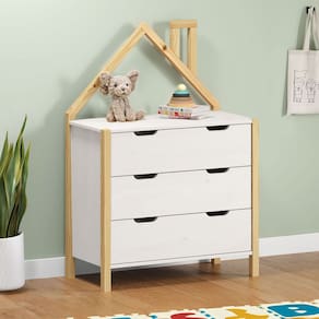 Cômoda Montessori Infantil Madeira 3 Gavetas Elano Branco Natural