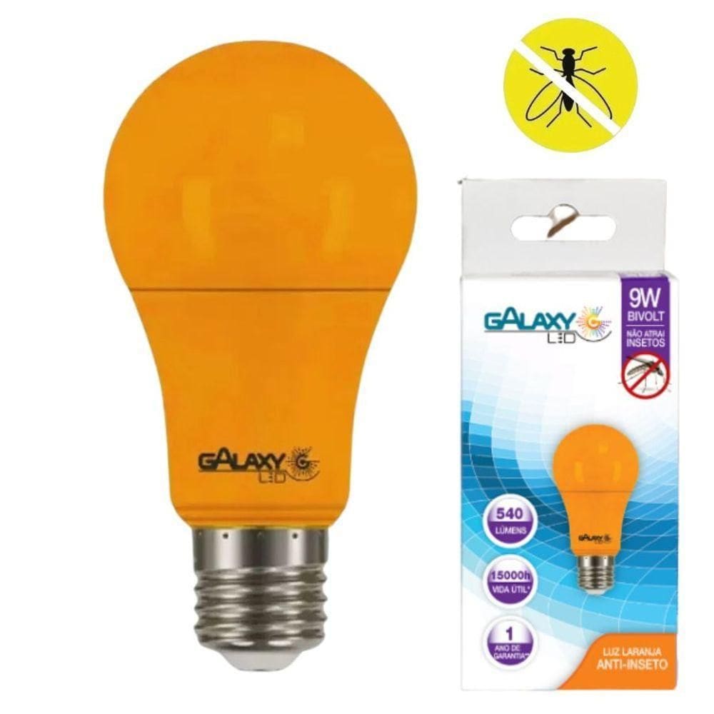 Lâmpada Led Anti-inseto Galaxy 9w - 1000k Luz Laranja